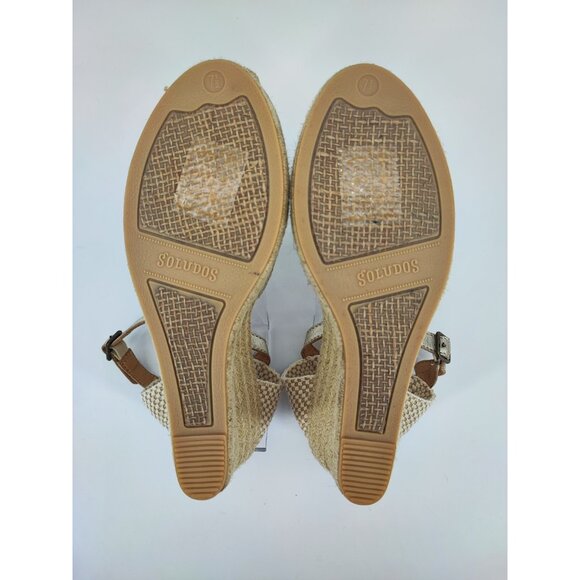 Soludos Women's Beige Open Toe Mid Wedge Espadrille Shoe Size 7.5 US - Picture 8 of 9
